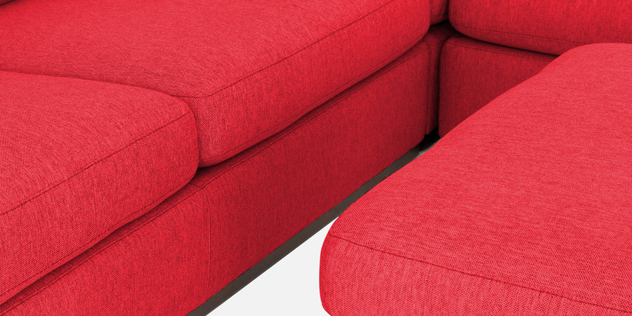 Freedom Velvet 6 Seater Lhs Corner Sofa In Ox Blood Maroon Colour With Ottoman - Febonic Living