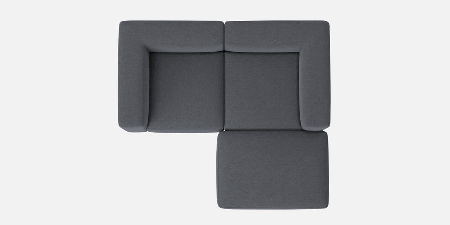 Dora Velvet Lhs Sectional Sofa 2 Ottoman Lounger In Pubble Grey Colour - Febonic Living