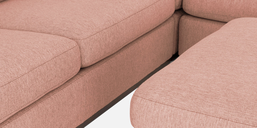 Freedom Velvet 6 Seater Lhs Corner Sofa In Blush Pink Colour With Ottoman - Febonic Living