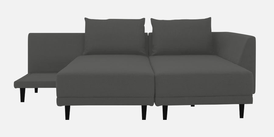 Ira Fabric Lhs 6 Seater Convertible Sofa Cum Bed In Charcoal Grey Colour - Febonic Living