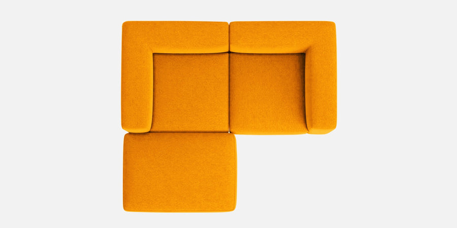 Dora Velvet Rhs Sectional Sofa 2 Ottoman Lounger In Saffron Yellow Colour - Febonic Living