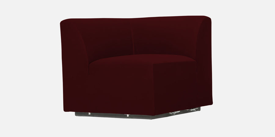 Bufa Velvet Rhs Sectional Sofa In Dark Maroon Colour With Ottoman - Febonic Living