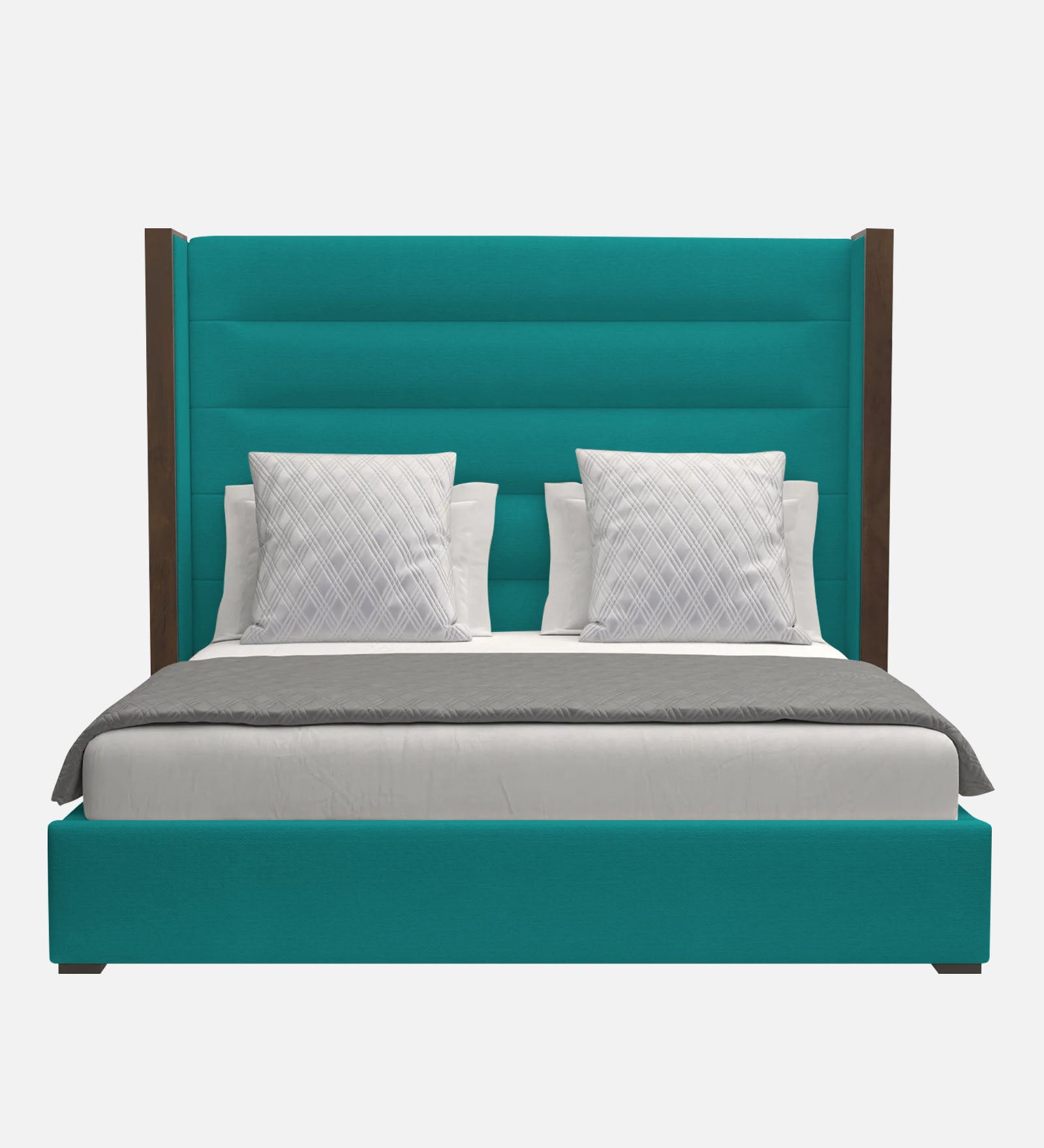 Sunny Fabric Queen Size Bed In Sea Green Colour