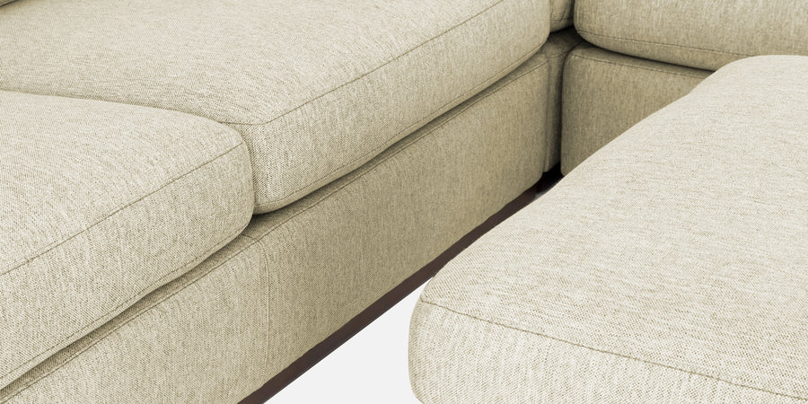 Freedom Velvet 6 Seater Lhs Corner Sofa In Warm White Colour With Ottoman - Febonic Living