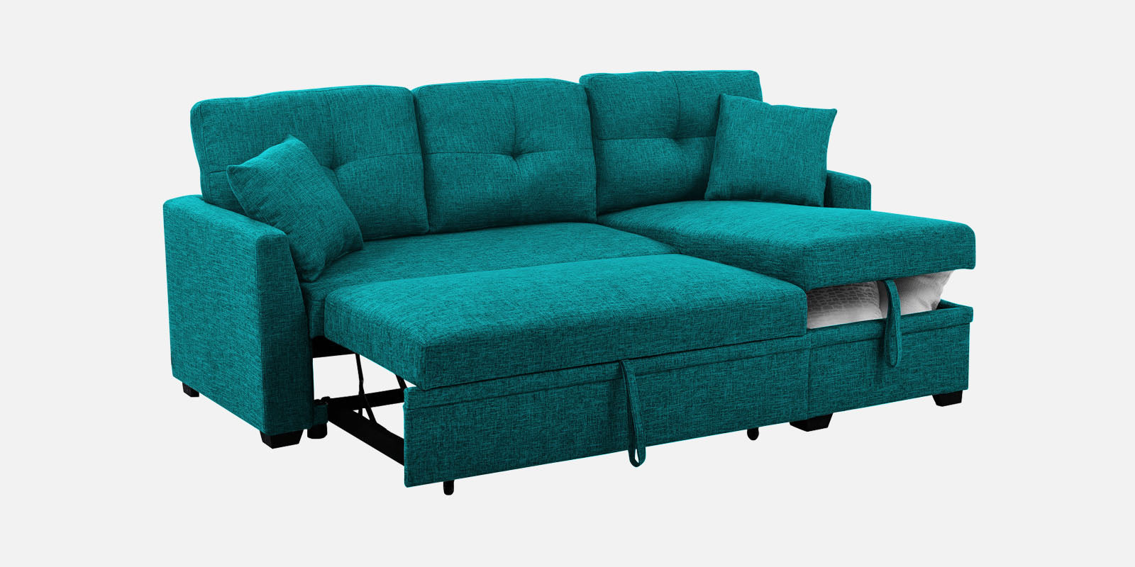 Jody Fabric 3 Seater Pull Out Sofa Cum Bed In Sea Green Colour