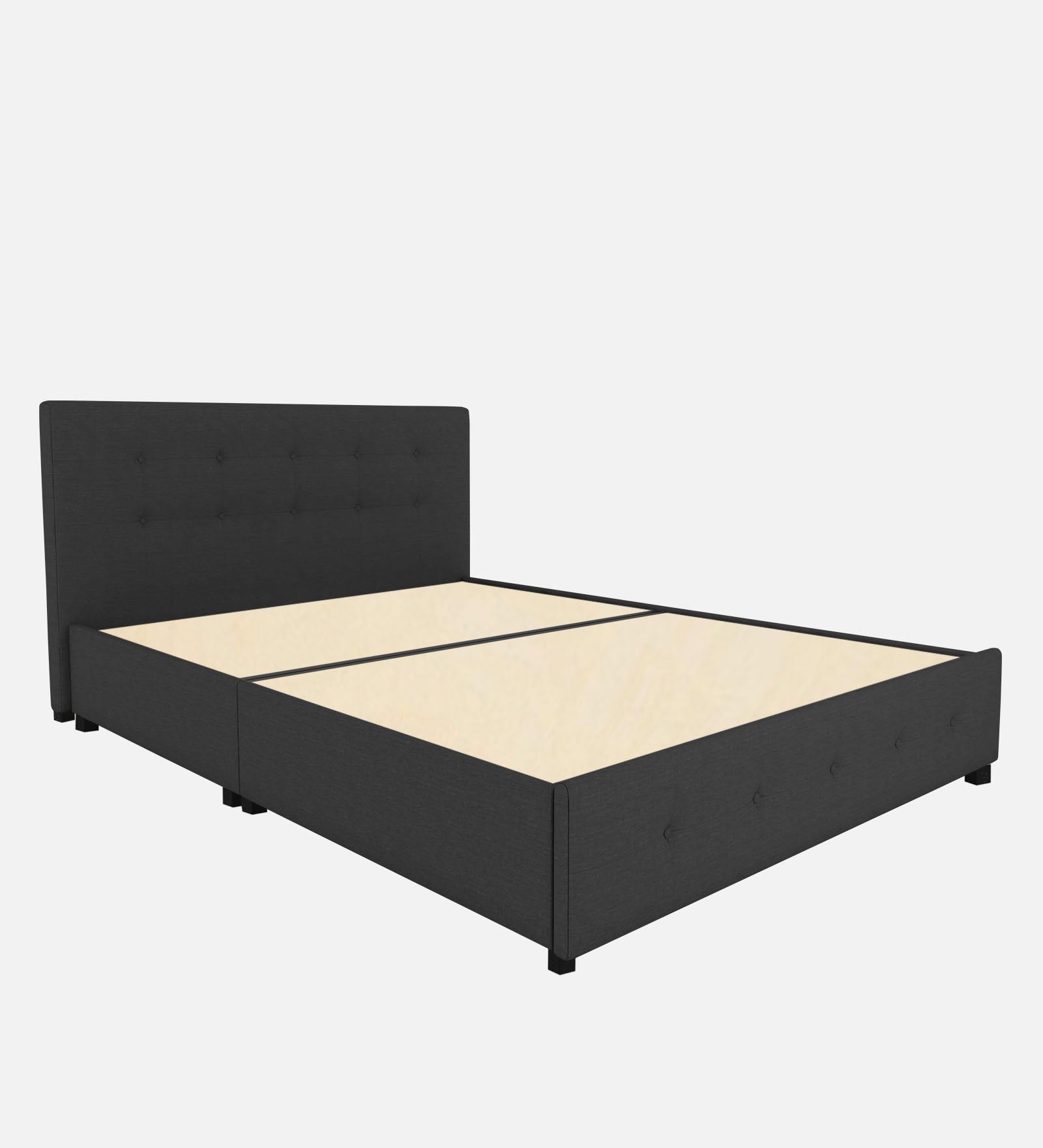 Lido Fabric King Size Bed In Charcoal Grey Colour With Storage