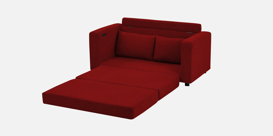 Roman Fabric 3 Seater Foldable Sofa Cum Bed Inin Blood Maroon Colour With Usb Port - Febonic Living
