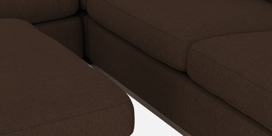 Freedom Velvet 6 Seater Rhs Corner Sofa In Cholocate Brown Colour With Ottoman - Febonic Living