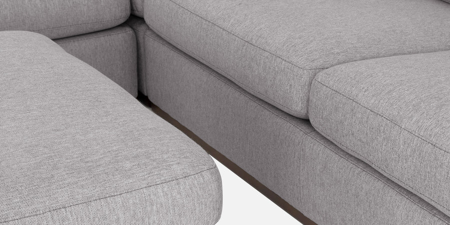 Freedom Velvet 6 Seater Rhs Corner Sofa In Concrete Grey Colour With Ottoman - Febonic Living
