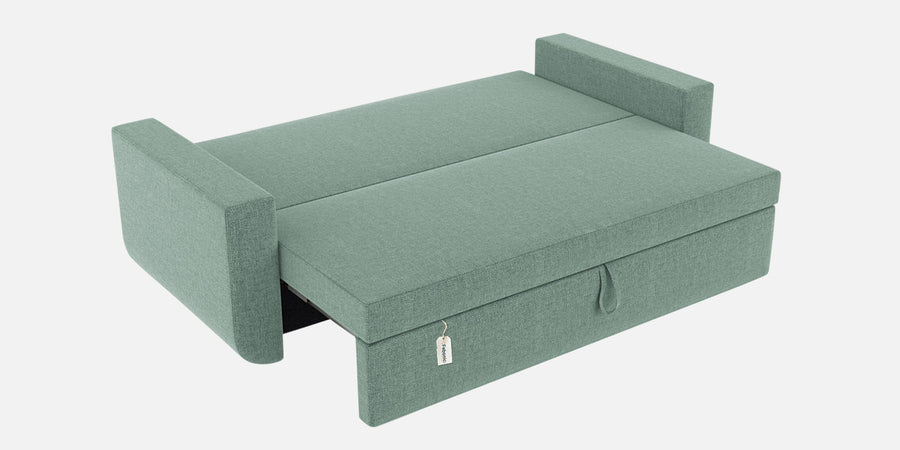 Grace Fabric 3 Seater Pull Out Sofa Cum Bed In Suka Blue Colour With Storage - Febonic Living