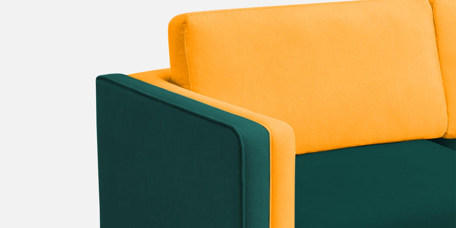 Visky Velvet 3 Seater Sofa in Saffron Yellow-Amazon Green Colour