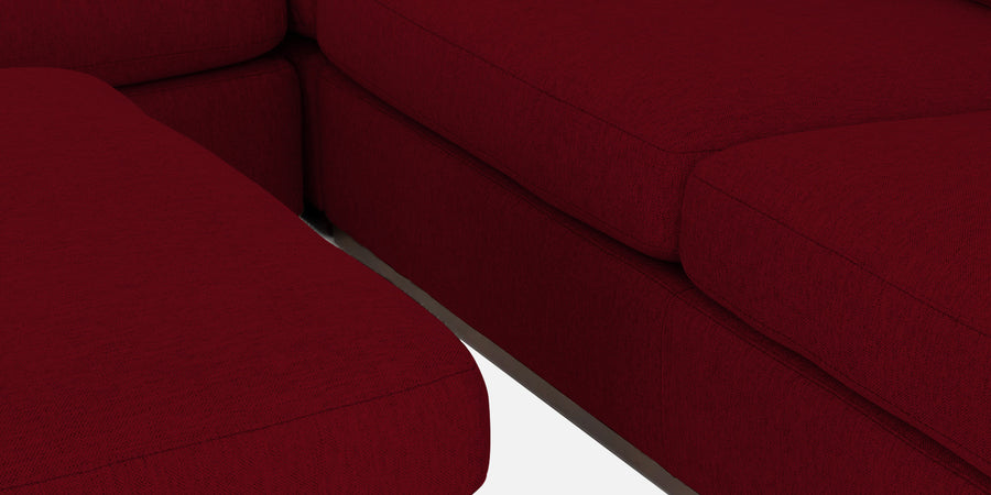 Freedom Velvet 6 Seater Rhs Corner Sofa In Cherry Red Colour With Ottoman - Febonic Living