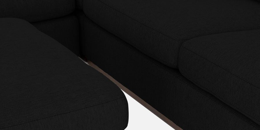 Freedom Velvet 6 Seater Rhs Corner Sofa In Adam Black Colour With Ottoman - Febonic Living