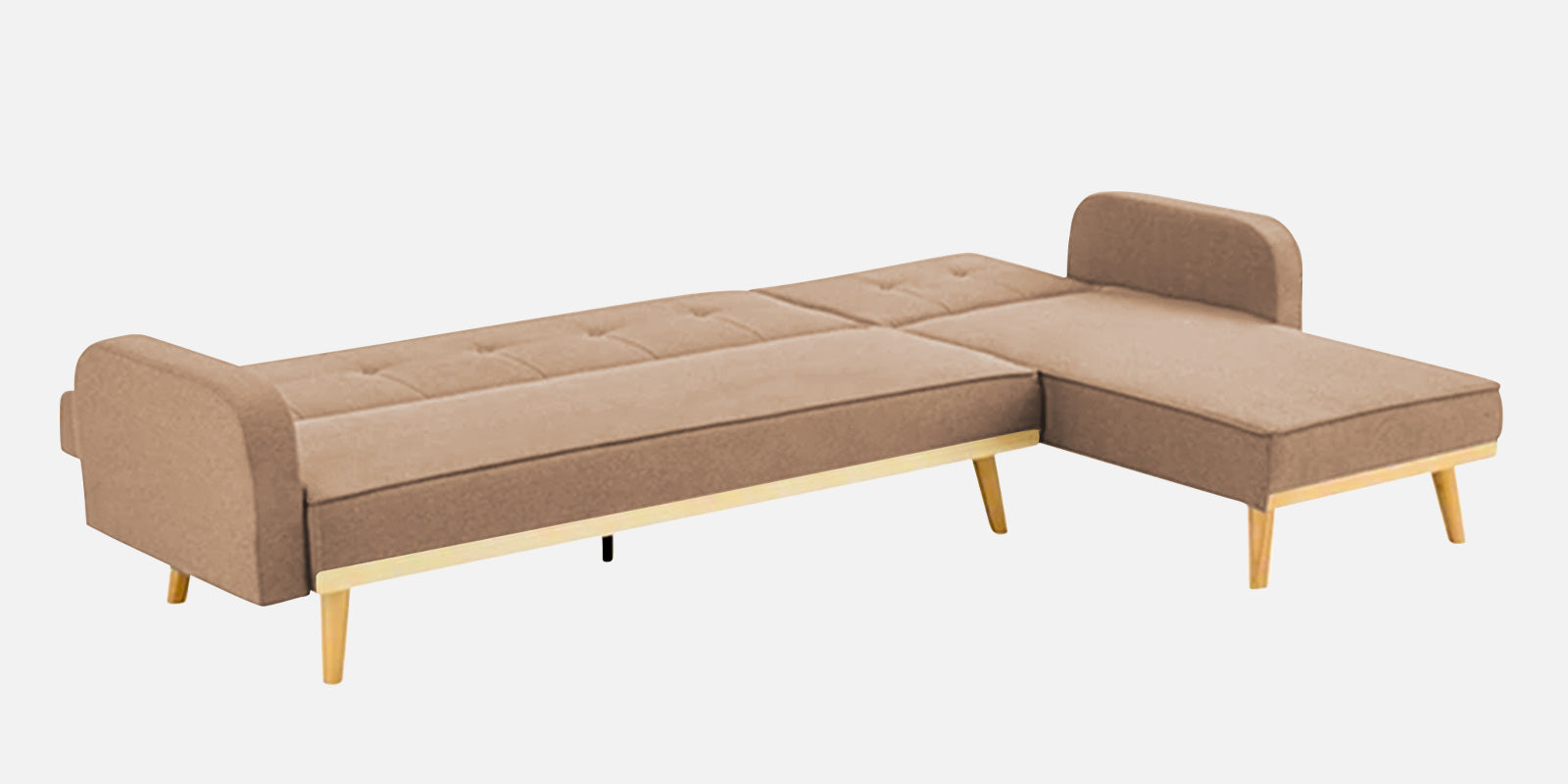 Zuno Fabric RHS Sectional + Sofa Cum Bed In Cosmic Beige Colour