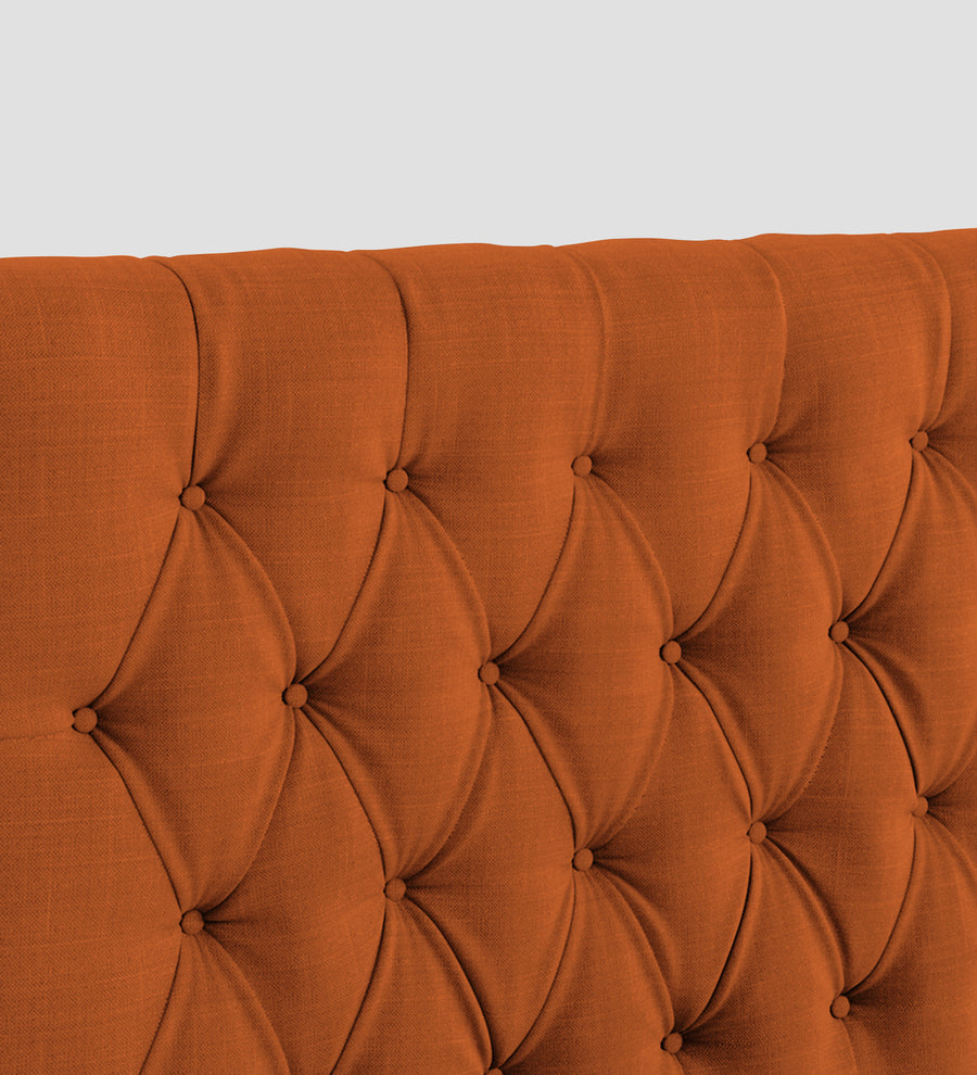 Isko Fabric Upholstered Single Size Bed In Vivid Orange Colour With Box Storage - Febonic Living