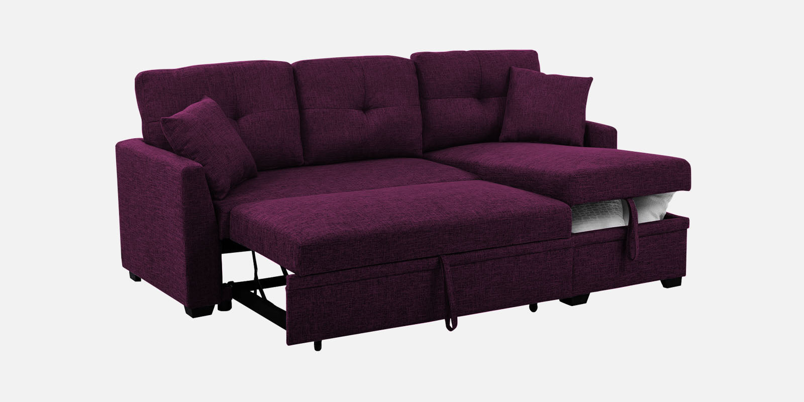 Jody Fabric 3 Seater Pull Out Sofa Cum Bed In Greek Purple Colour