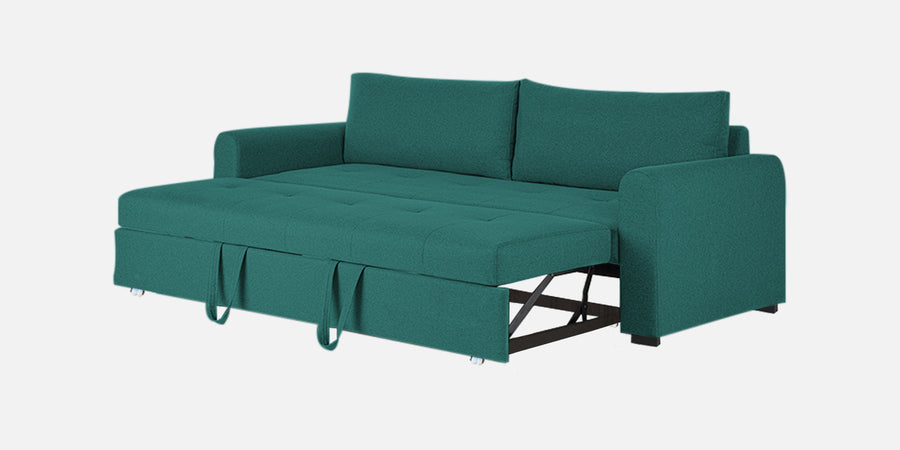 Sigma Fabric 3 Seater Pull Out Sofa Cum Bed In Sea Green Colour - Febonic Living