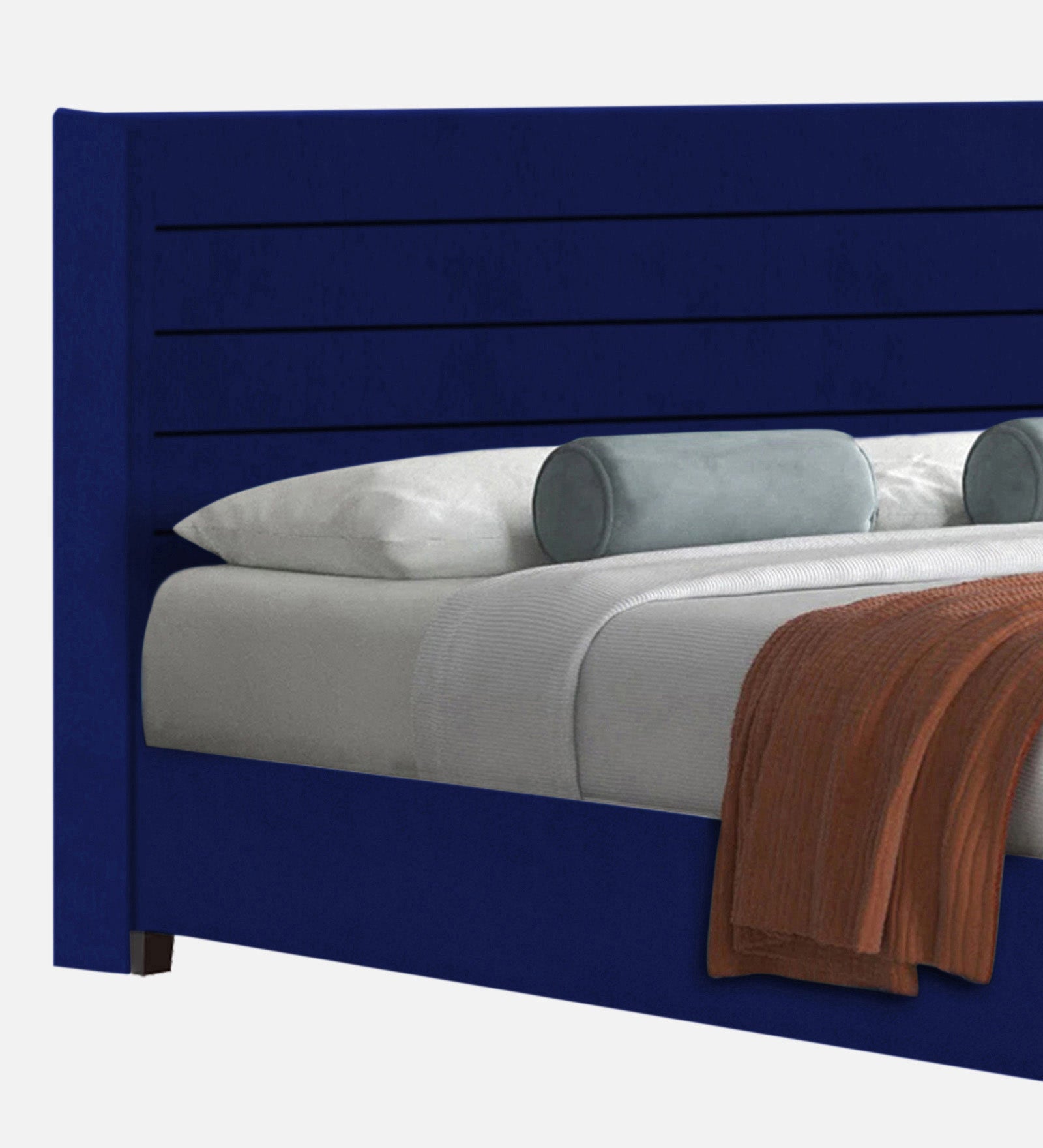 Caliya Velvet King Size Bed In Imperial blue Colour