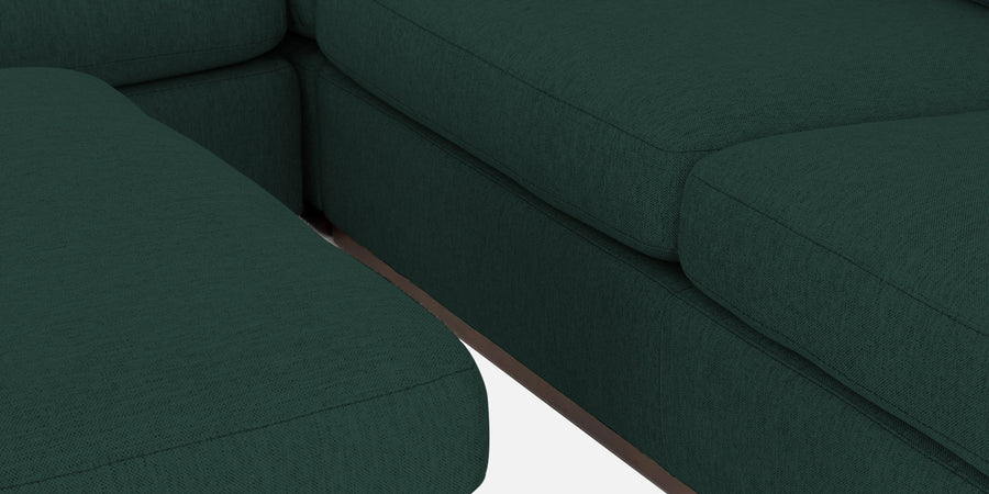 Freedom Velvet 6 Seater Rhs Corner Sofa In Forest Green Colour With Ottoman - Febonic Living