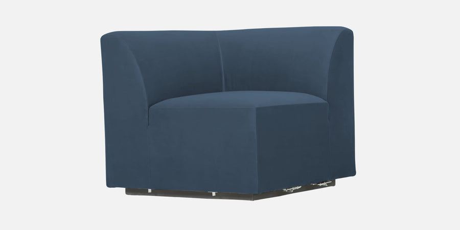 Bufa Velvet Rhs Sectional Sofa In Oxford Blue Colour With Ottoman - Febonic Living