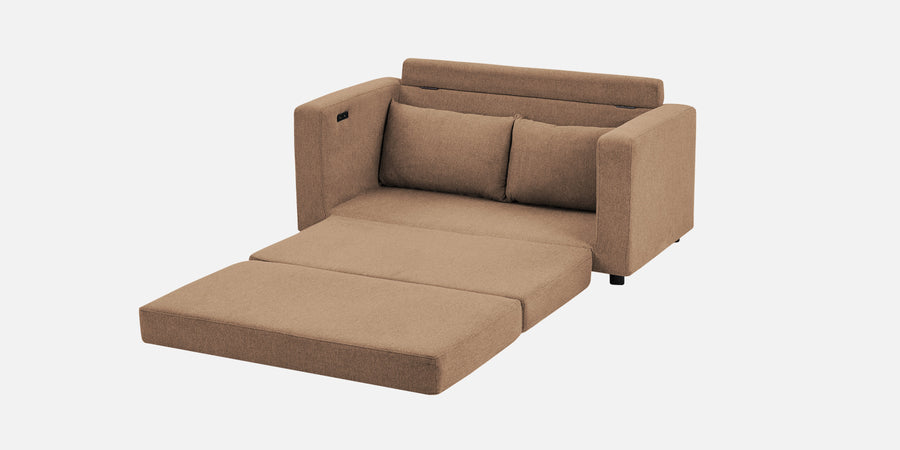 Roman Fabric 3 Seater Foldable Sofa Cum Bed In Cookie Beige Colour With Usb Port - Febonic Living