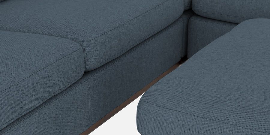 Freedom Velvet 6 Seater Lhs Corner Sofa In Oxford Blue Colour With Ottoman - Febonic Living