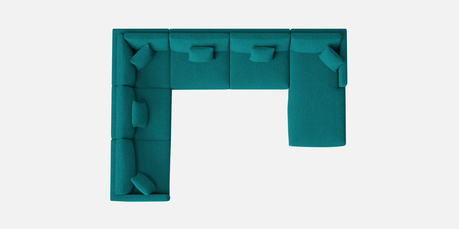 Carlin Fabric Lhs 8 Seater Sectional Sofa In Sea Green Colour - Febonic Living