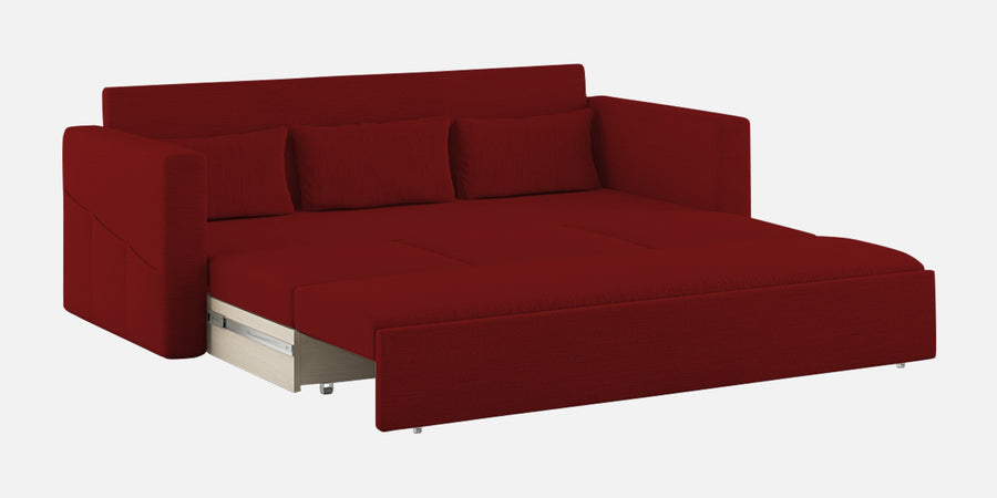 River Fabric 3 Seater Pull Out Sofa Cum Bed In Blood Maroon Colour - Febonic Living