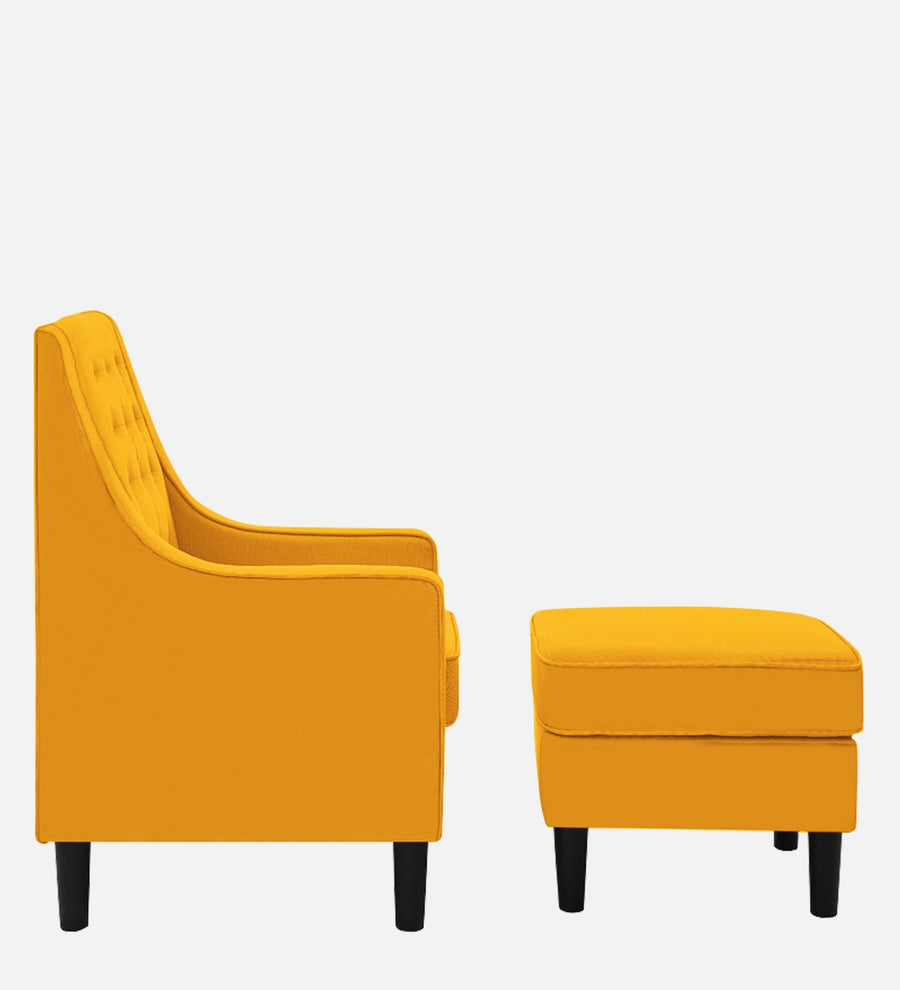 Sona Fabric Barrel Chair With Ottoman In Bold Yellow Colour - Febonic Living