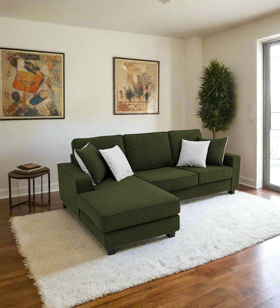 Ladybug  RHS  (2+Lounger) Fabric Sectional Sofa - Olive Green by Febonic Living