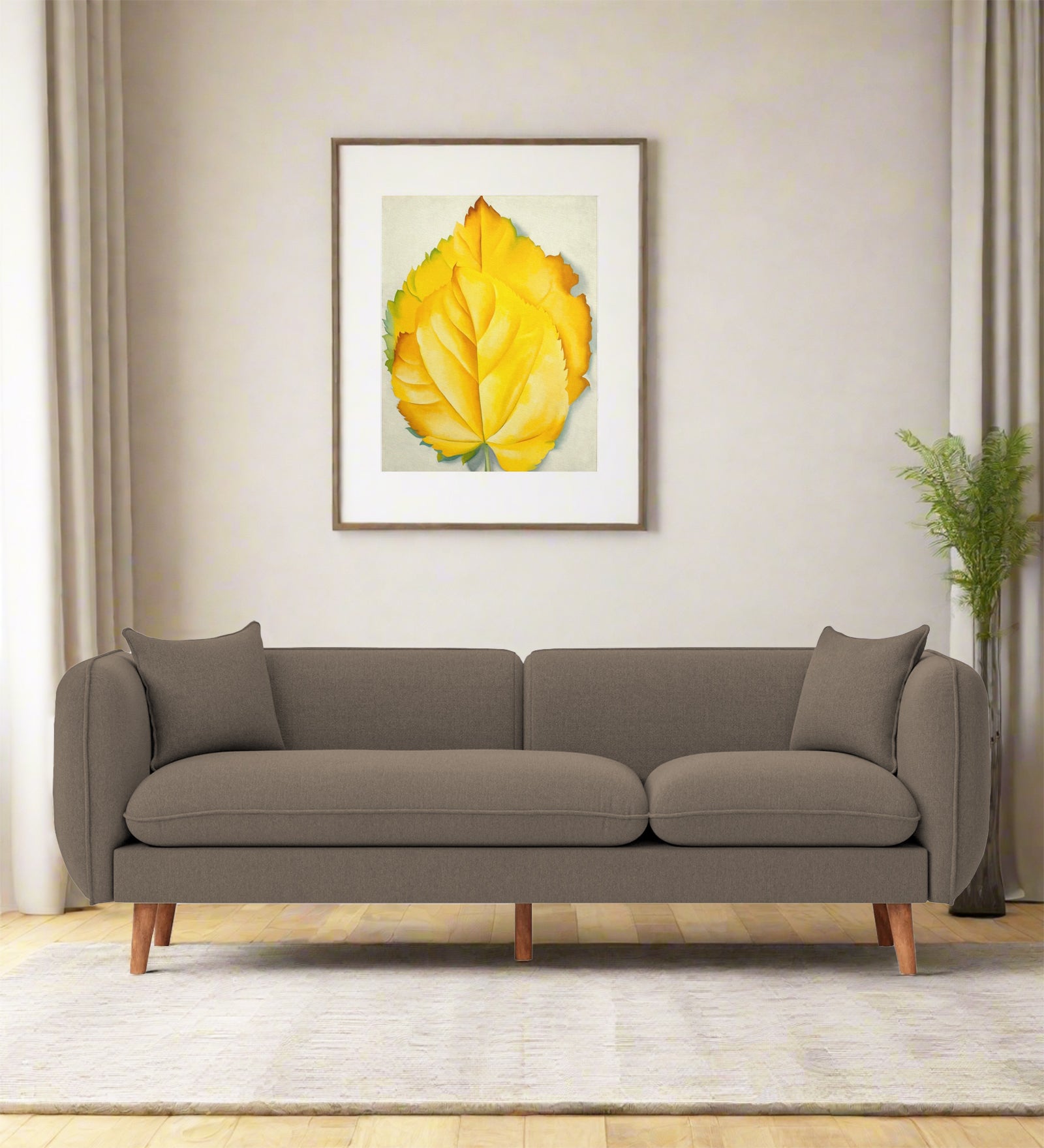 Reva Fabric 3 Seater Sofa In Hazel Beige Colour - Febonic Living