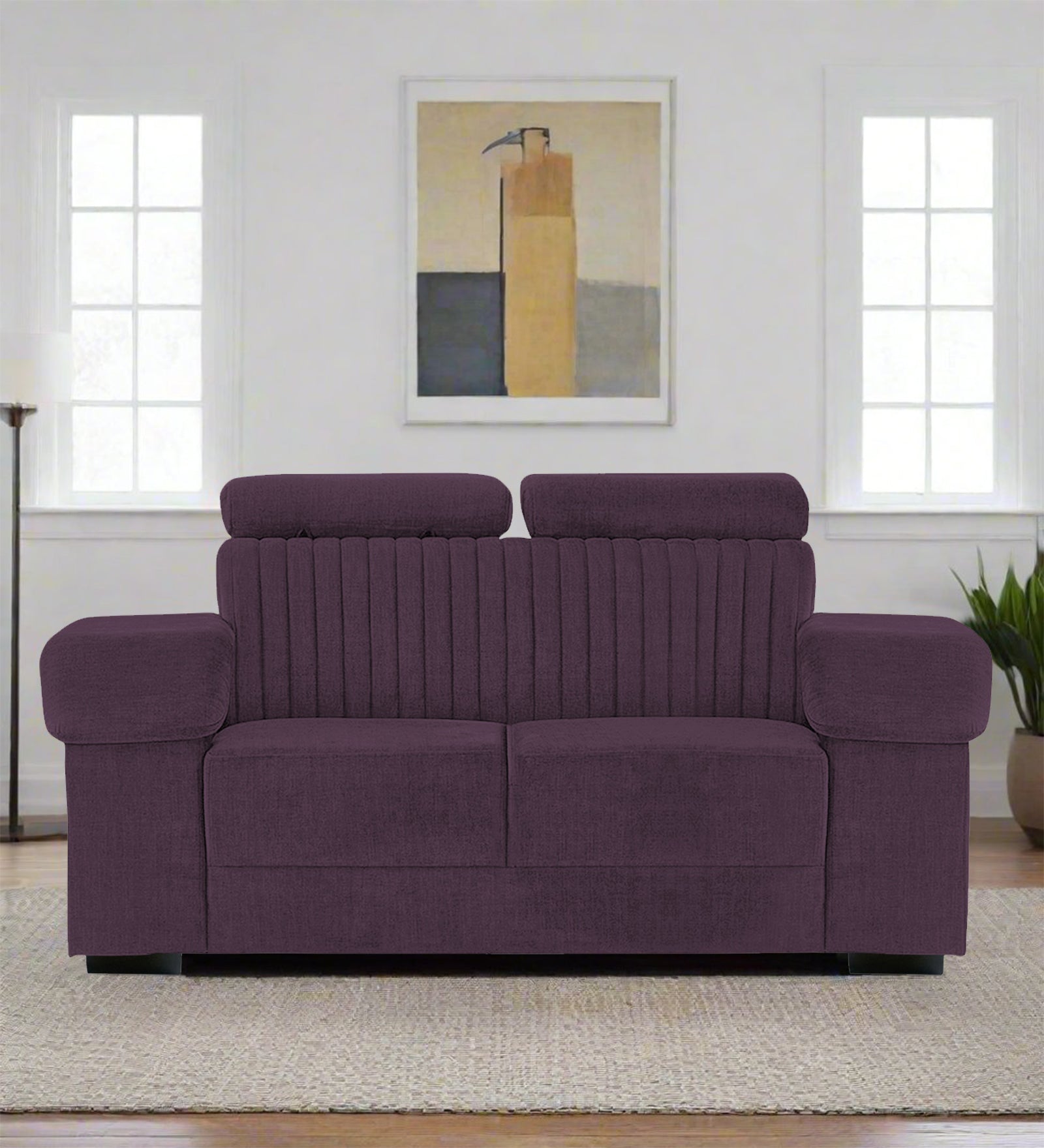 Draco Fabric 2 Seater Sofa In Greek Purple Colour