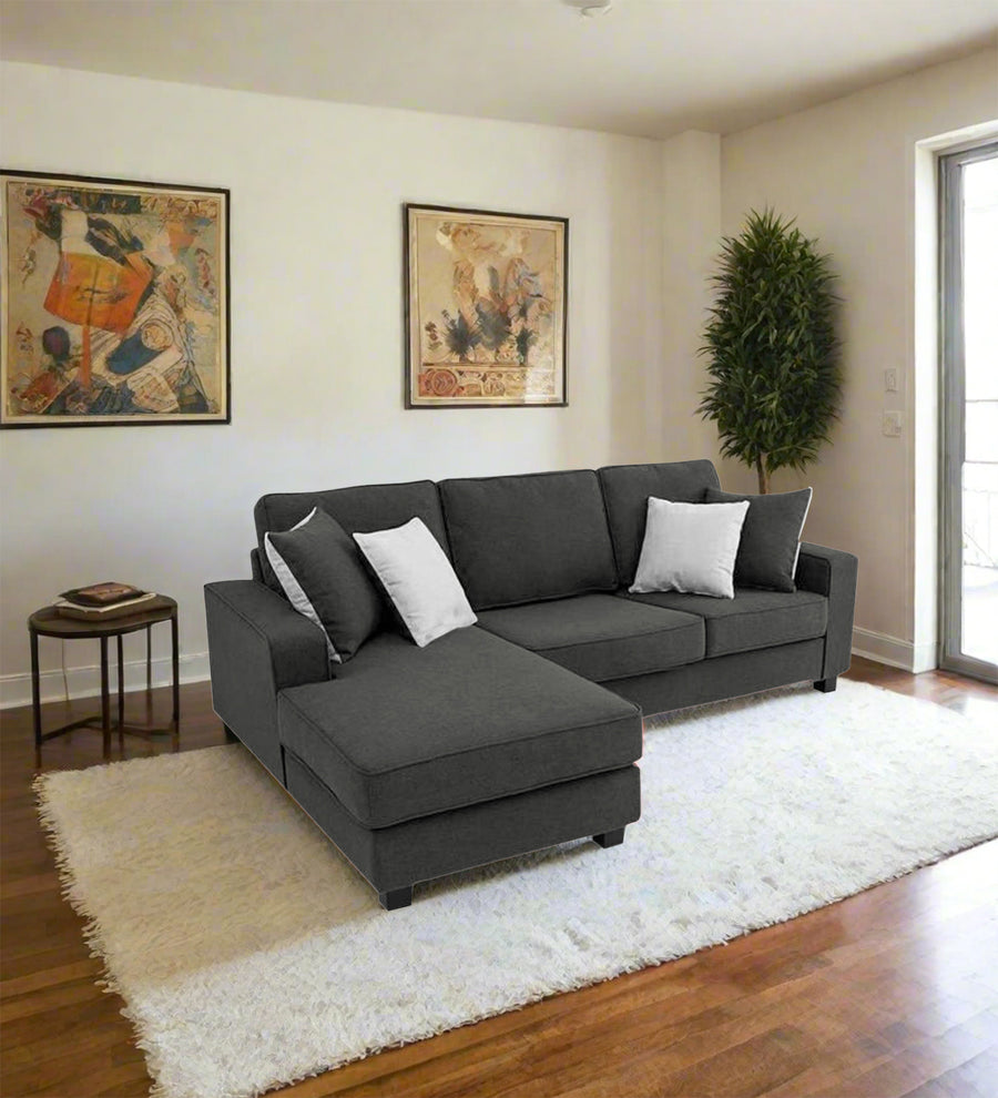 Ladybug  RHS  (2+Lounger) Fabric Sectional Sofa - Charcoal Grey by Febonic Living
