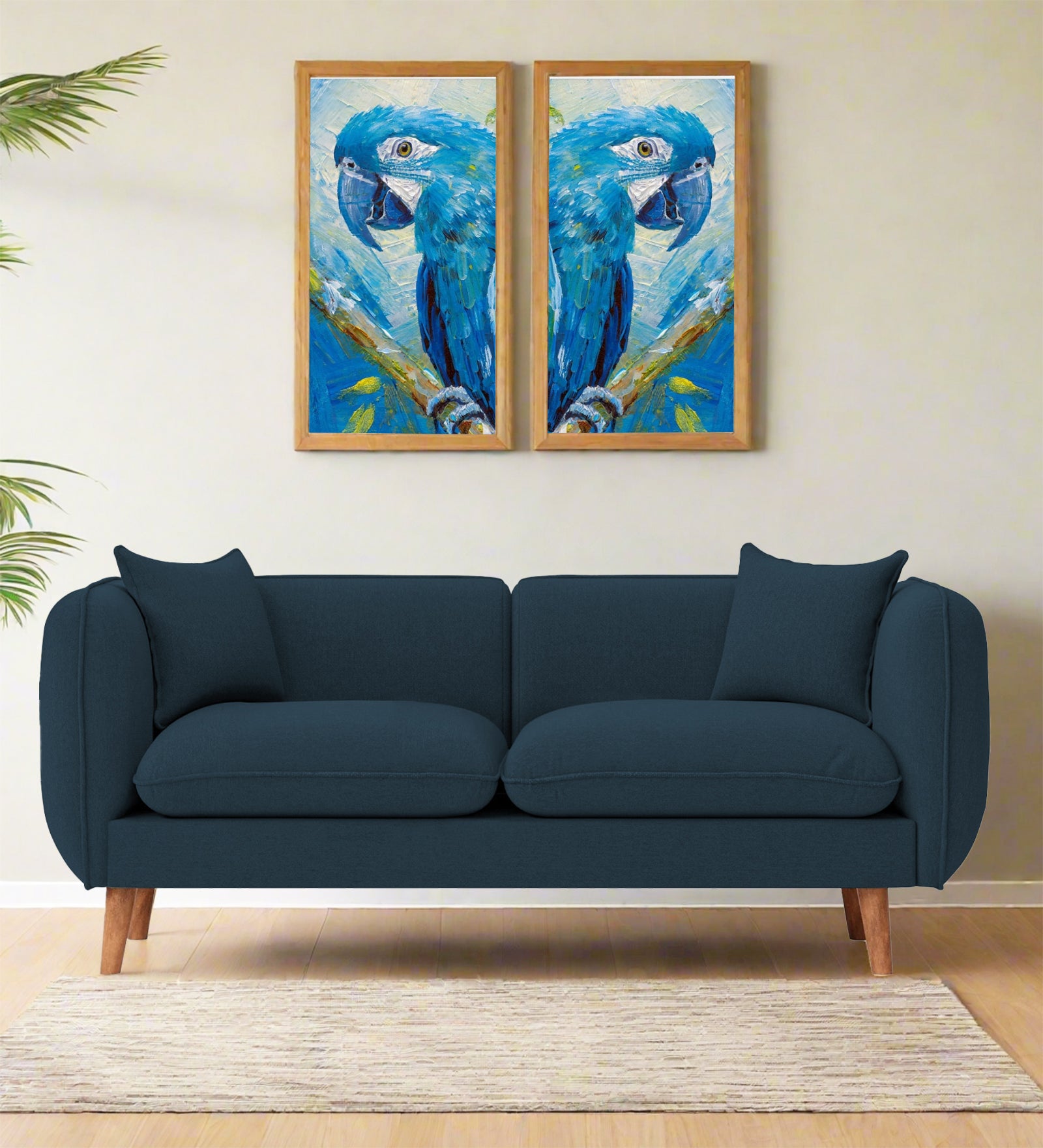 Reva Fabric 2 Seater Sofa In Cool Blue Colour - Febonic Living