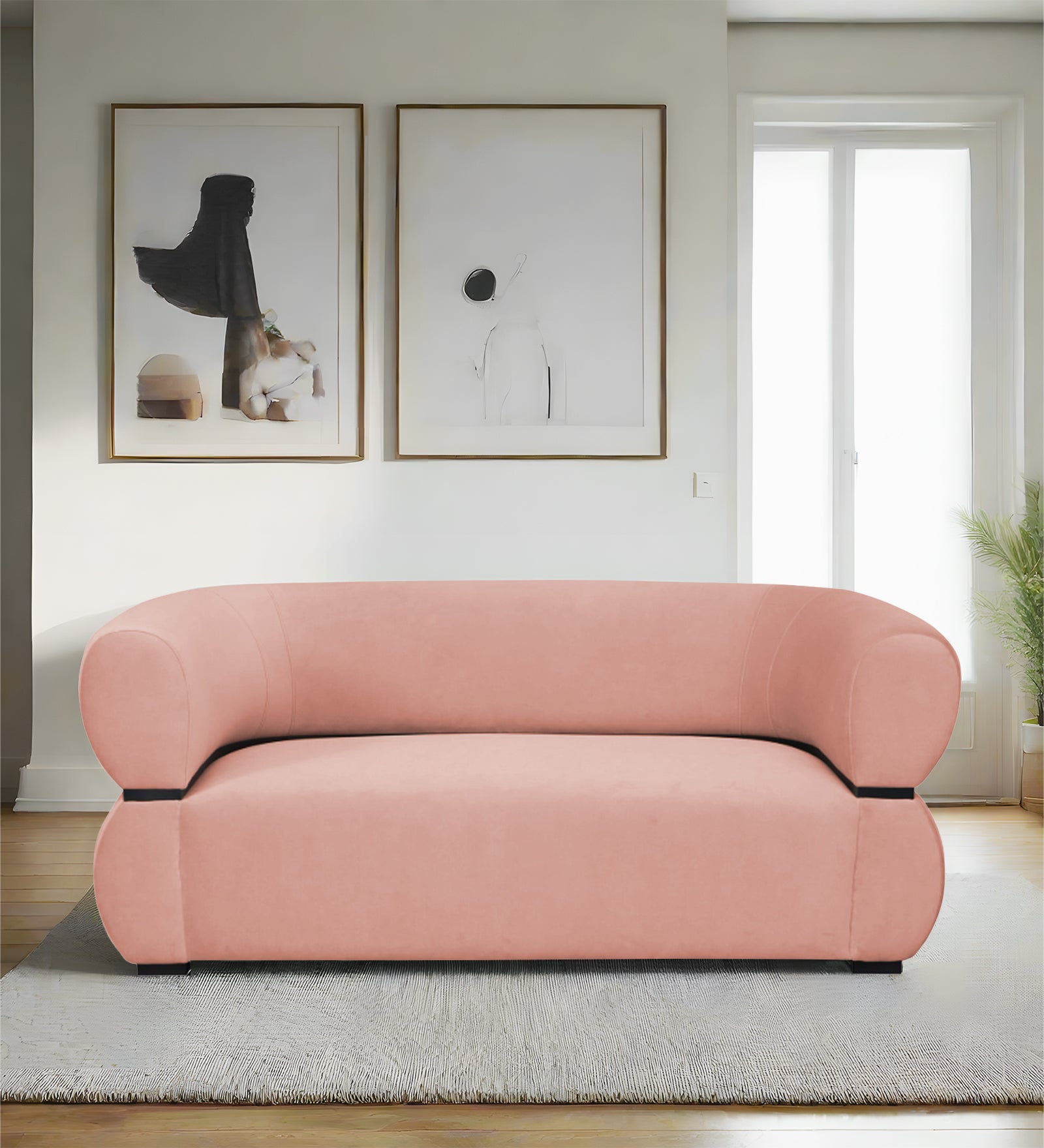 Kula Velvet 2 Seater Sofa In Blush Pink Colour