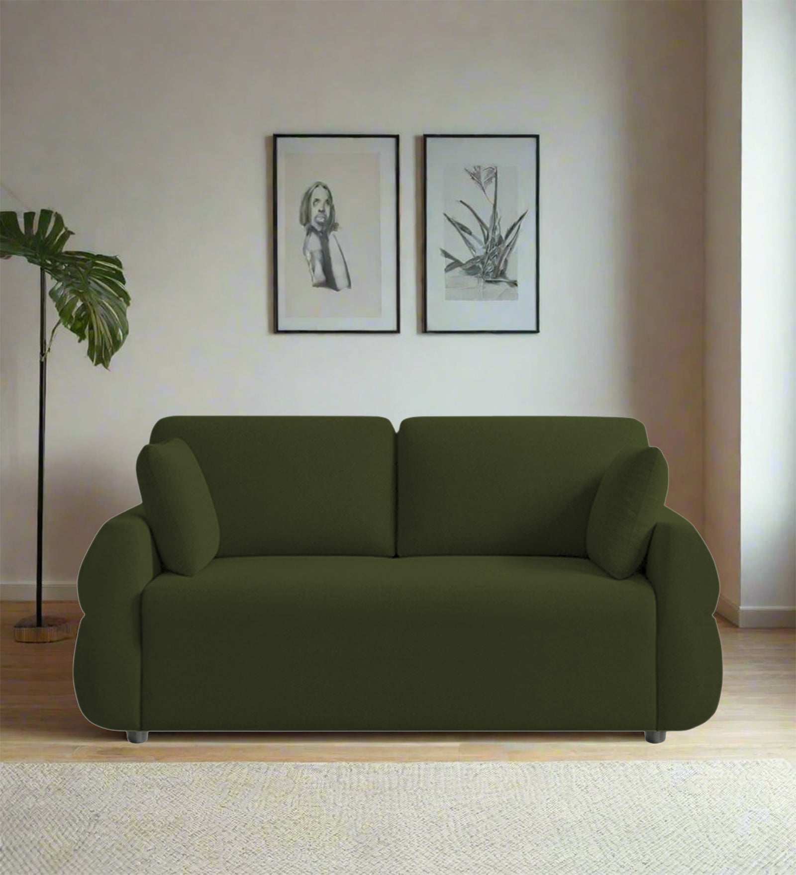 Jack Fabric 2 Seater Sofa In Olive Green Colour