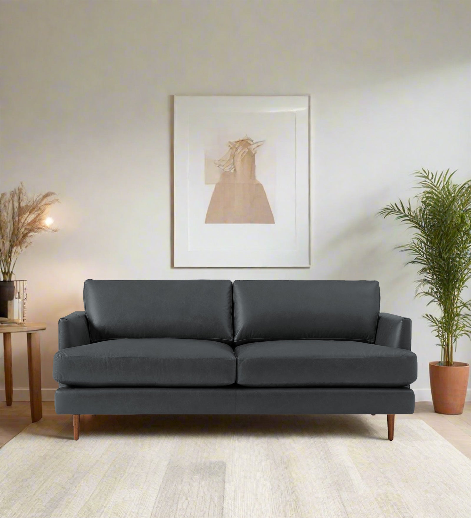 Sterio Leatherette 2 Seater Sofa In Pepper Grey Colour - Febonic Living