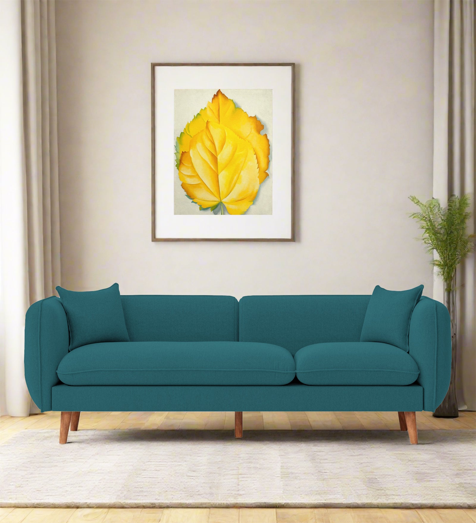Reva Fabric 3 Seater Sofa In Water Blue Colour - Febonic Living