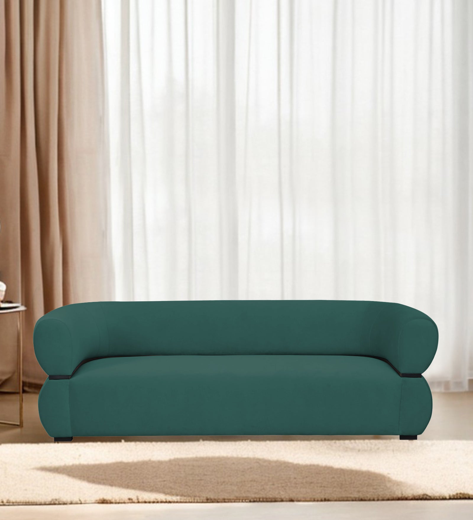 Kula Velvet 3 Seater Sofa In Pine Green Colour