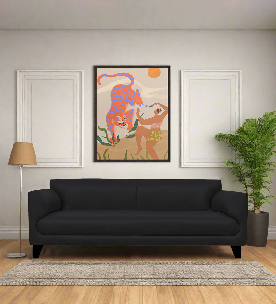 Convi 3 Seater Leatherette Sofa - Light Black by Febonic Living