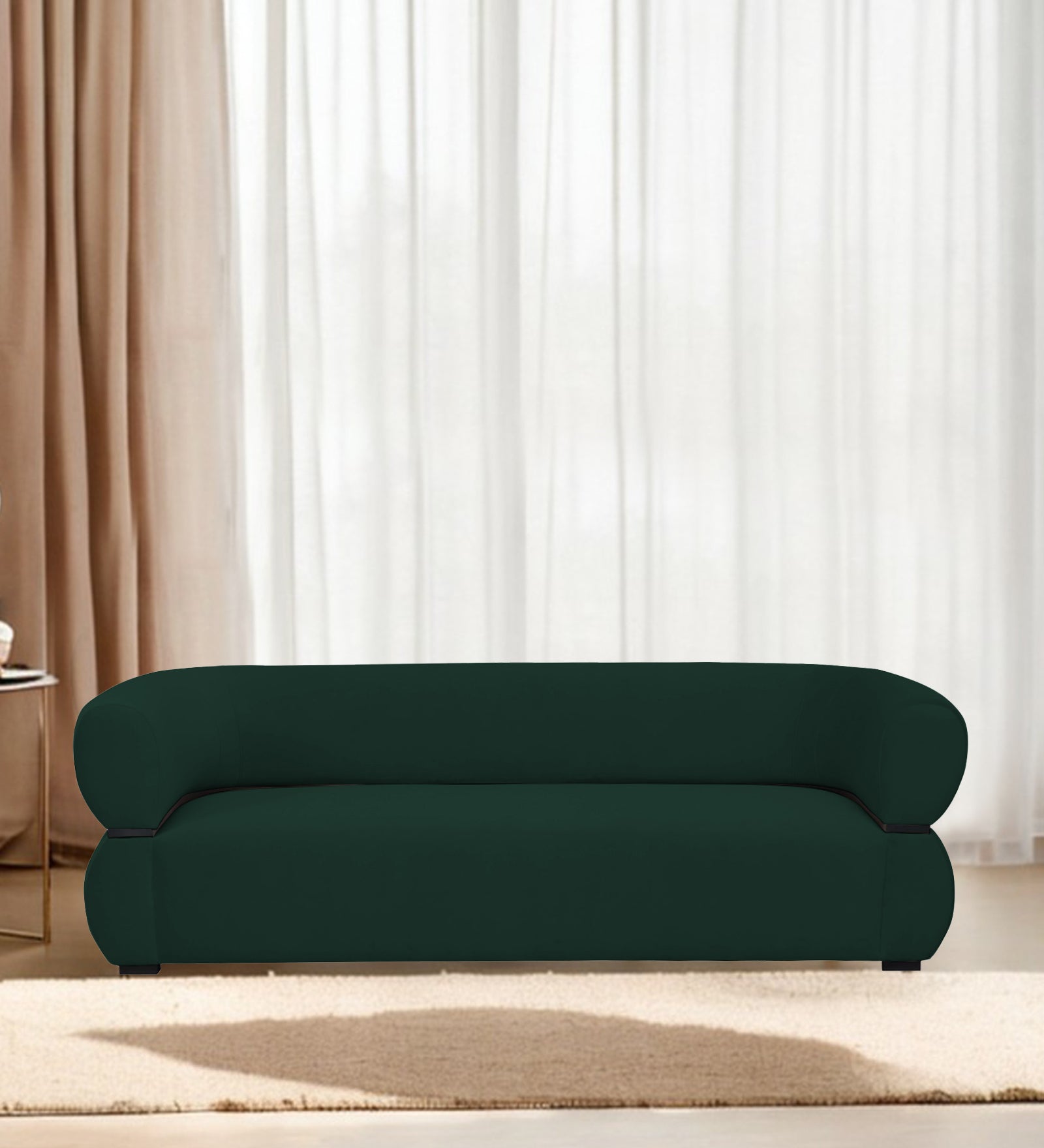 Kula Velvet 3 Seater Sofa In Forest Green Colour