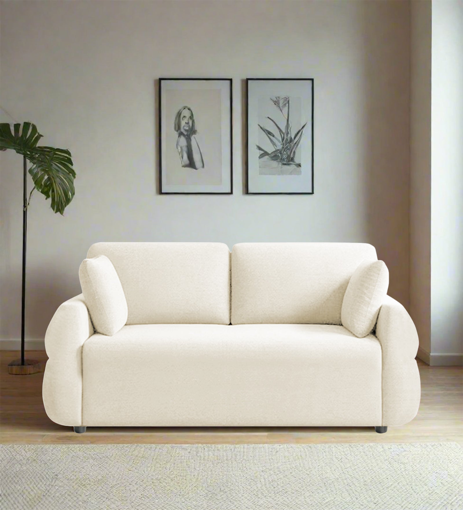 Jack Fabric 2 Seater Sofa In Ivory Cream Colour