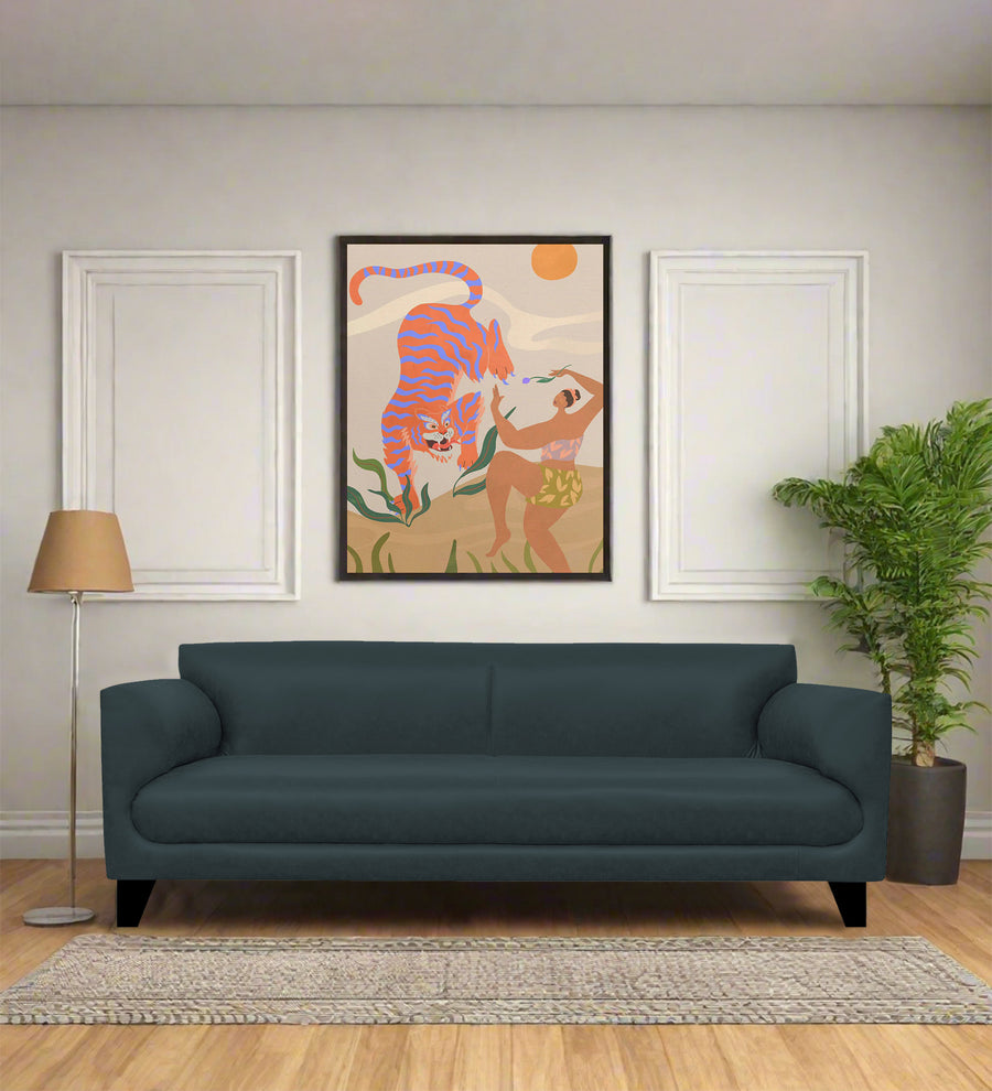 Convi 3 Seater Leatherette Sofa - Steel Blue by Febonic Living