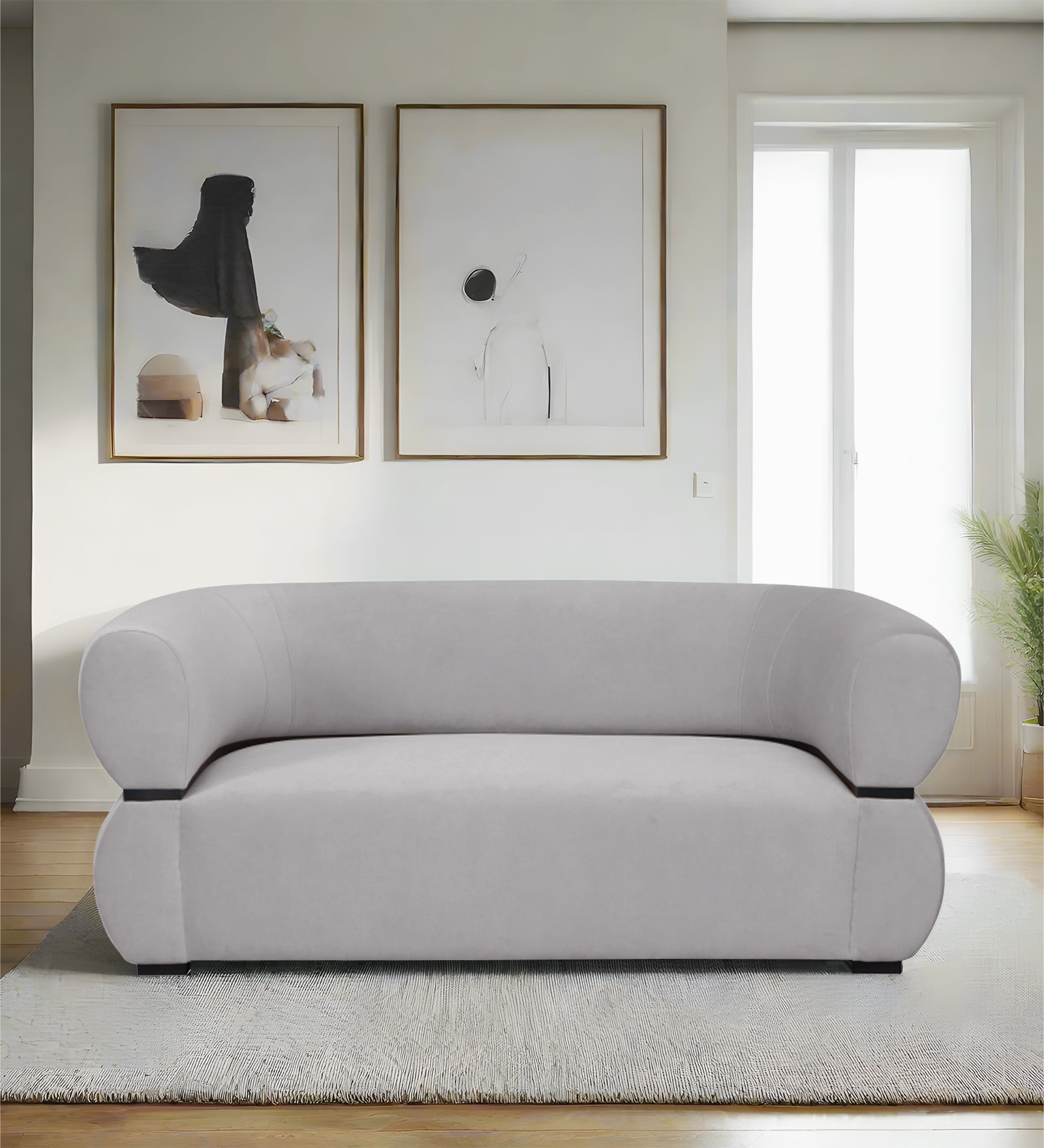 Kula Velvet 2 Seater Sofa In Concrete Grey Colour