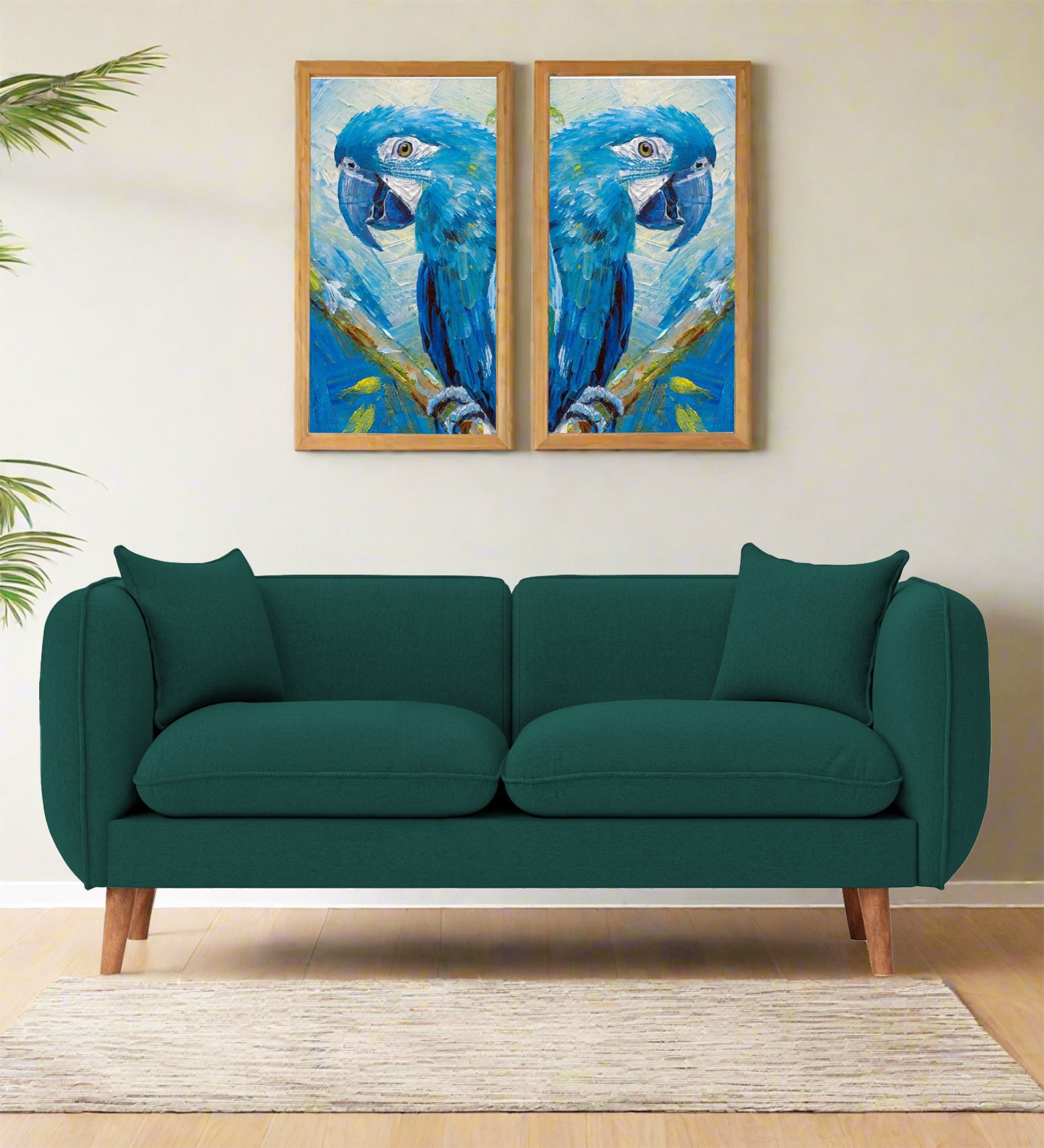 Reva Fabric 2 Seater Sofa In Sage Green Colour - Febonic Living