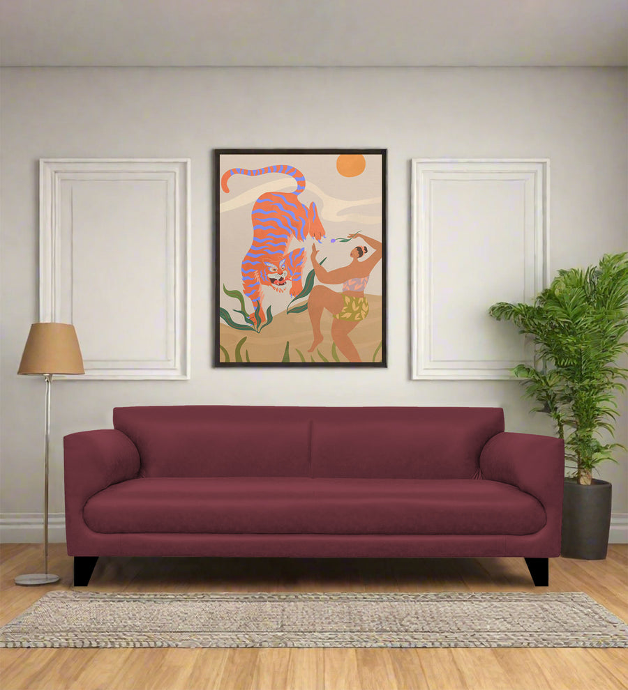 Convi 3 Seater Leatherette Sofa - Burgundy Maroon by Febonic Living