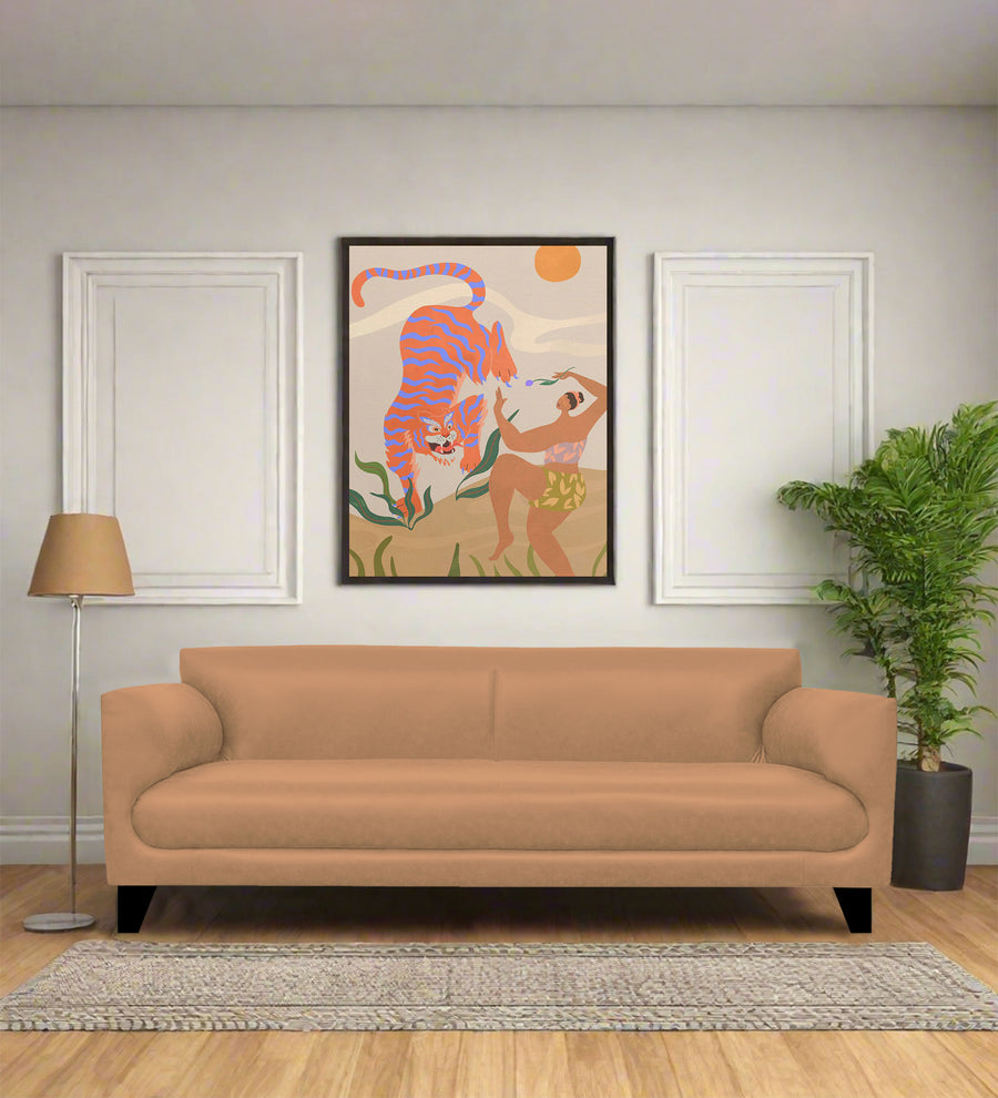 Convi 3 Seater Leatherette Sofa - Sepia Beige by Febonic Living