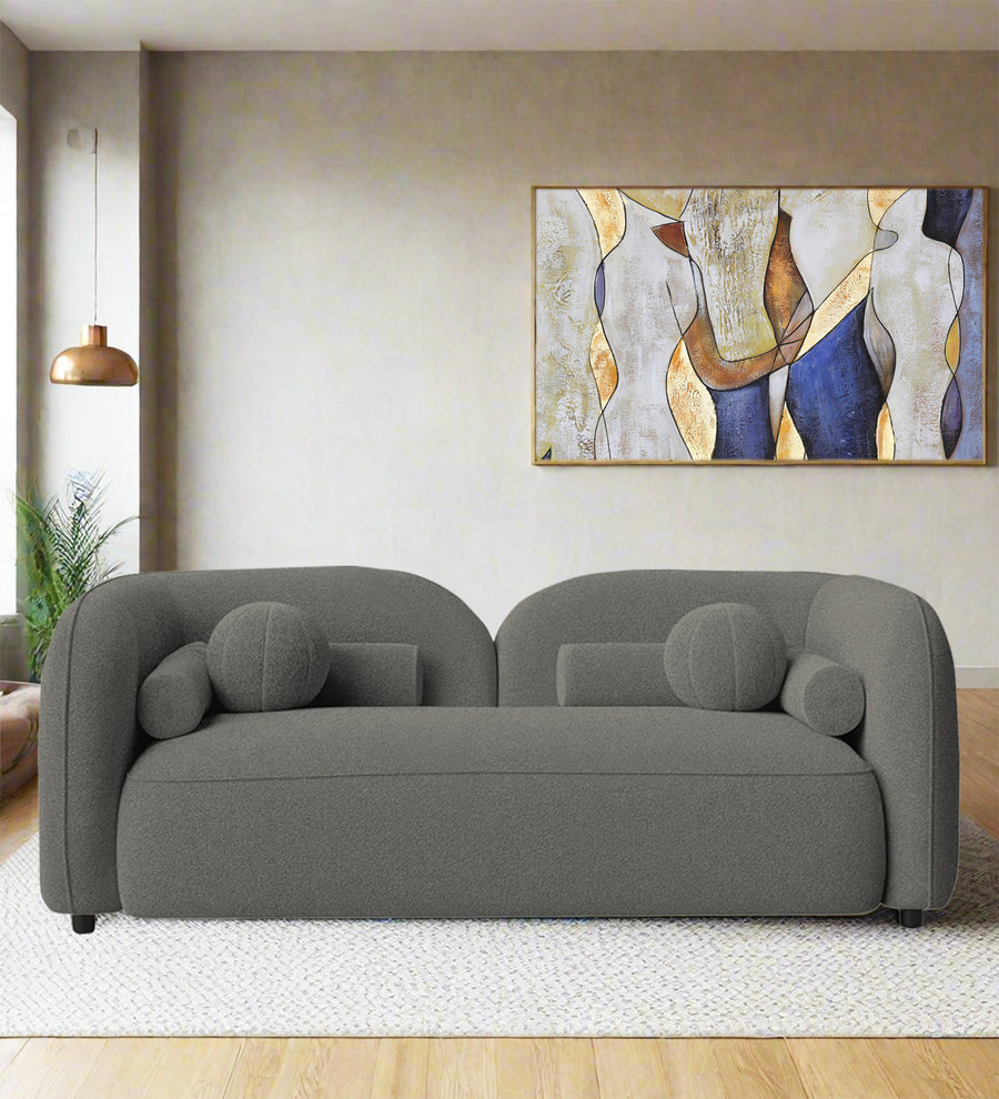 Corny  2 Seater Boucle Fabric Sofa - Moon Grey by Febonic Living