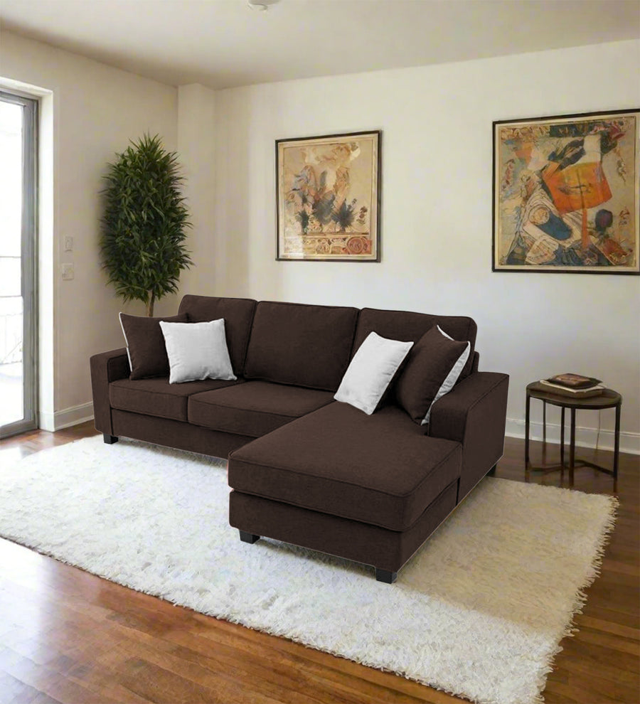 Ladybug  LHS  (2+Lounger) Fabric Sectional Sofa - Coffee Brown by Febonic Living