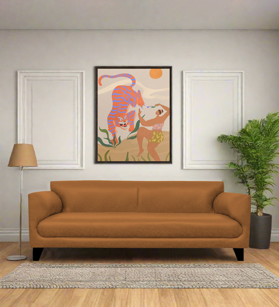 Convi 3 Seater Leatherette Sofa - Cinnamon Brown by Febonic Living